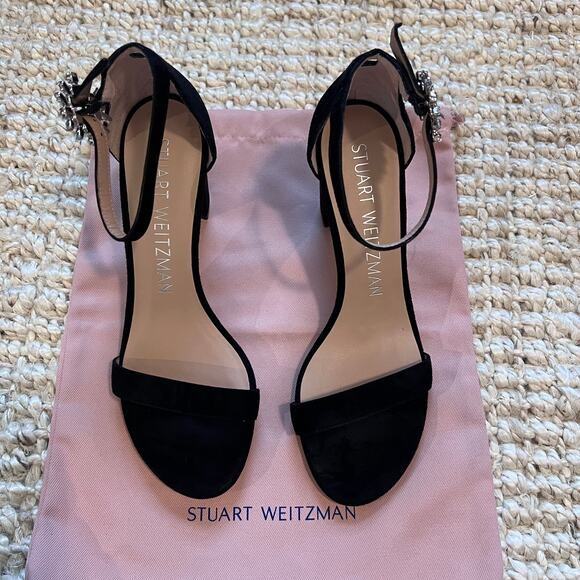 Stuart Weitzman Women's Nearlynude Crystal Nova Sandals Sz 7.5B - Picture 4 of 8